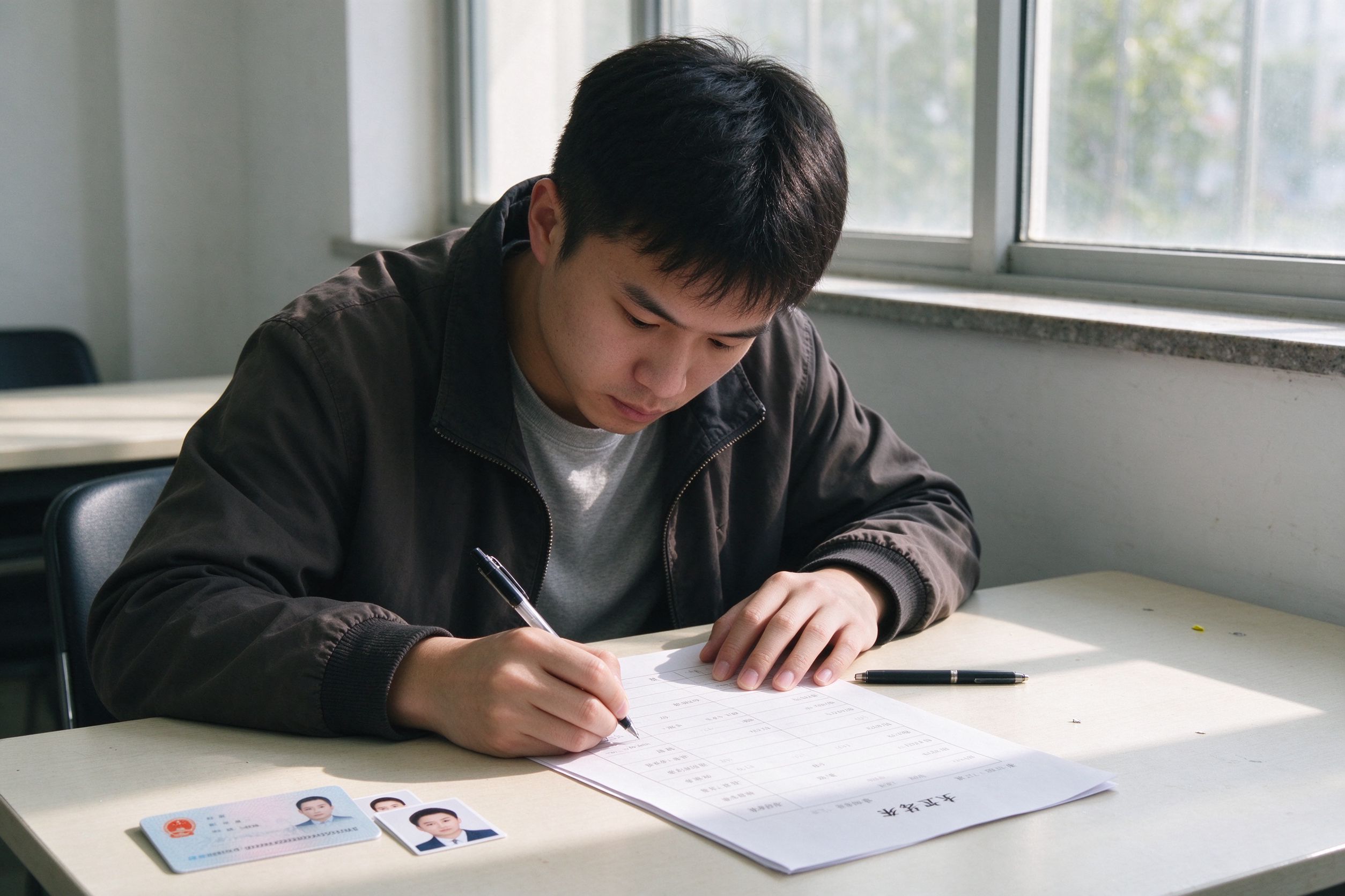 学员认真填写报名表格